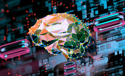 Artificial Intelligence concept brain with CPU