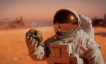 life on planet Mars, astronaut discovers tiny martians (3d science illustration)
