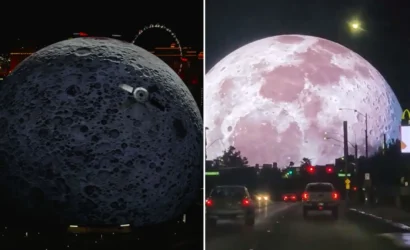 las-vegas-sphere-huge-moon-celebrate-nasa-mission