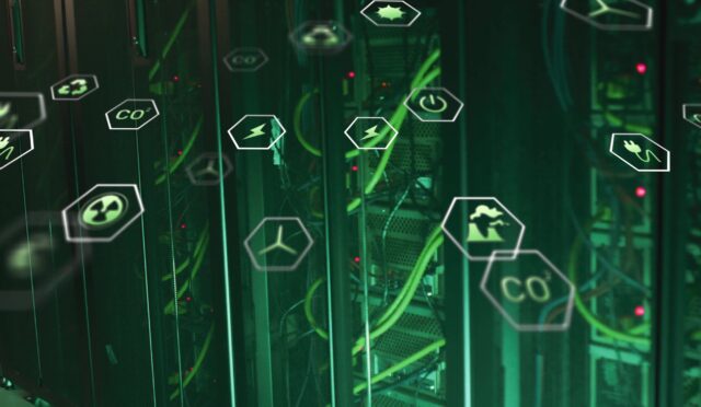 Image,Of,Eco,Icons,And,Digital,Data,Processing,Over,Computer